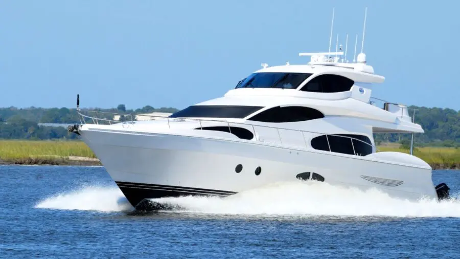 Yacht Sailing In River