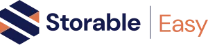 Storable Easy logo featuring a blue and orange geometric icon to the left of the words "Storable" in blue and "Easy" in orange, representing modern self storage software solutions.