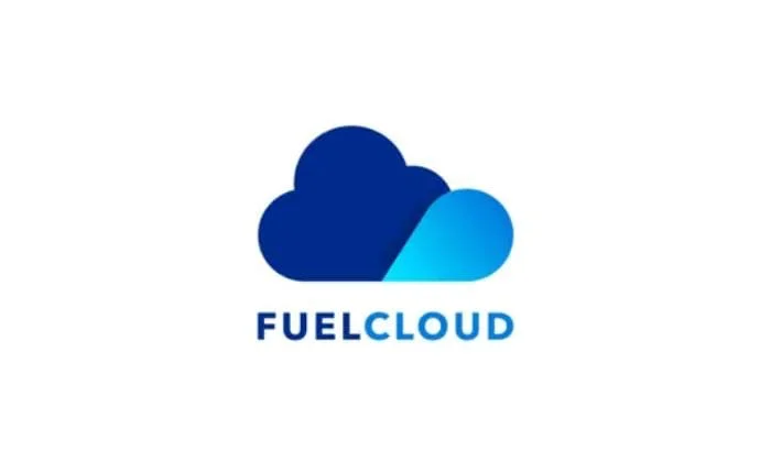 Logo with two overlapping blue cloud shapes above the word “FUELCLOUD” in blue, all on a white background.