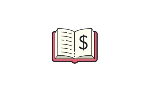 An illustration of an open book with a large dollar sign on the right page, suggesting the concept of financial education or money management.