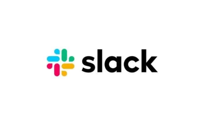 Slack logo featuring a colorful, hashtag-like symbol to the left of the word "slack" in bold, black lowercase letters on a white background.