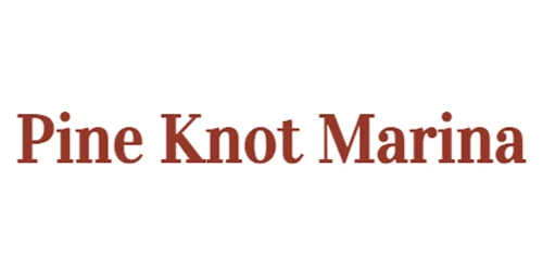 The text "Pine Knot Marina" appears in a serif font with a brown color on a white background.