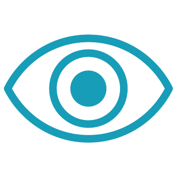 A simple blue eye icon with a circular iris and pupil on a black background.